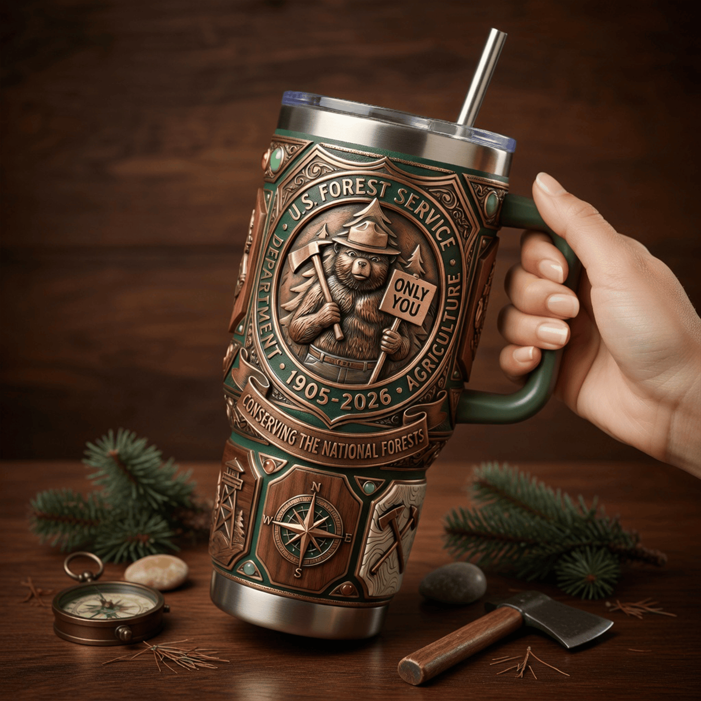 USFS 40oz Tumbler With Handle LNTH