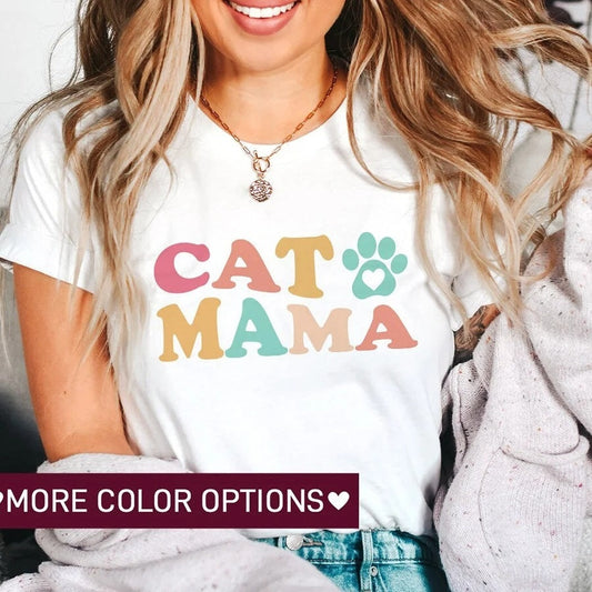 Cat Mama Shirt for Women, Funny Cat Mom TShirt for Mother's Day Gift, Funny Cat Lover T-Shirt for Cat Mom, Cute Gift for Cat Lover T Shirt